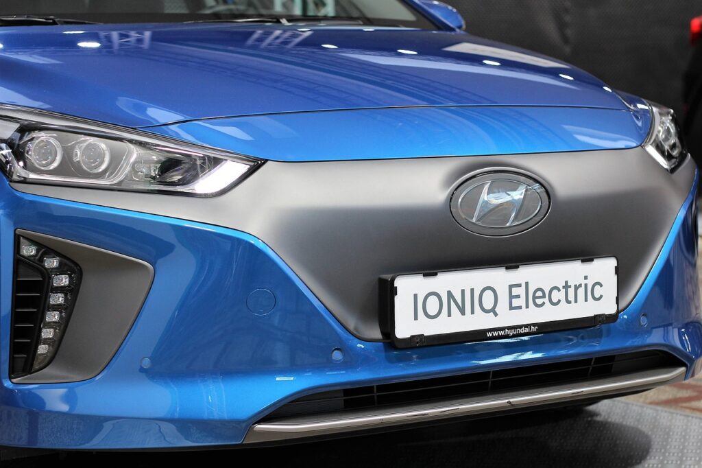 car, hyundai ioniq electric, auto show zagreb 2018, modern technology, vehicle, alternative, ecological, ecology, zero emission, industry, future, efficient, no pollution, clean, blue future, blue pollution, blue clean