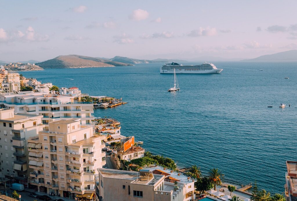 cruise, nature, cruise ship, sea, water, sailing boat, boat, ship, vacations, travel, albania, summer, outdoors, coast