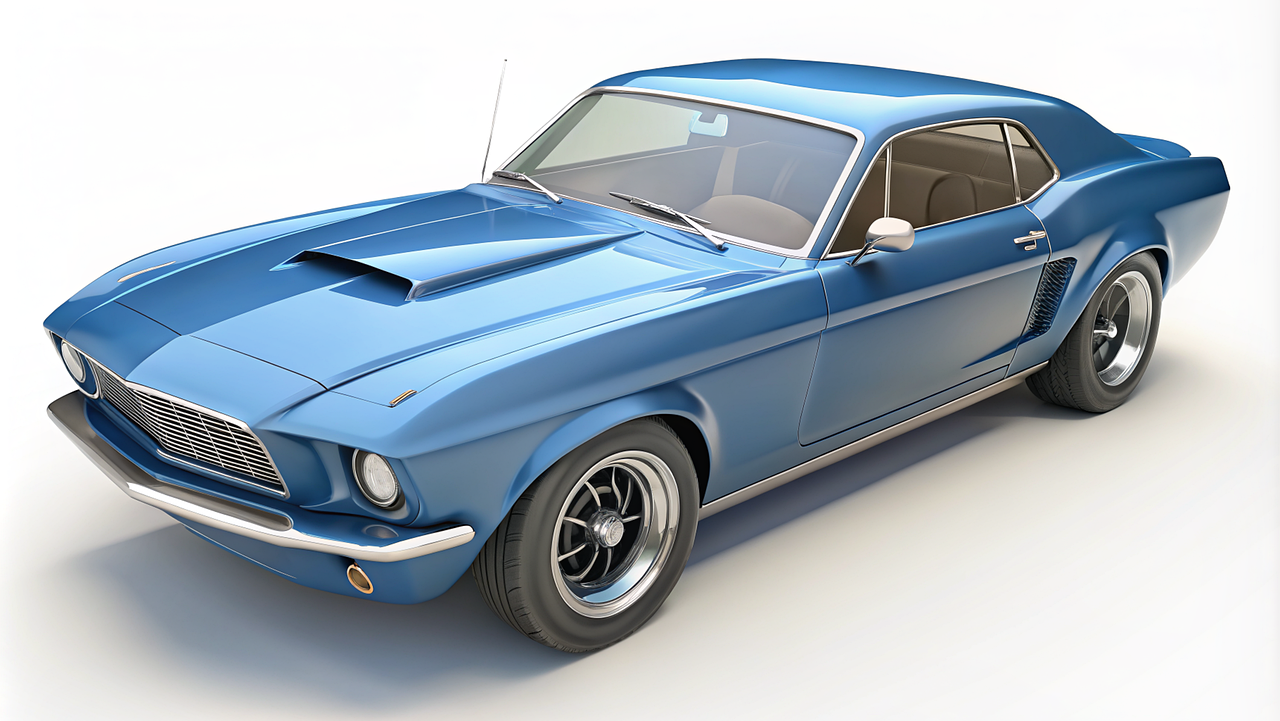 ai generated, car, ford mustang, 1969, 3d, machine, auto, model, design, transport