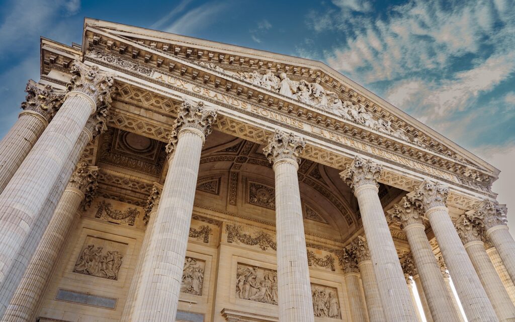 pantheon paris, monument, tomb, memorial, hall of fame, historical, building, hall, art, columns, architecture, perspective, paris, france