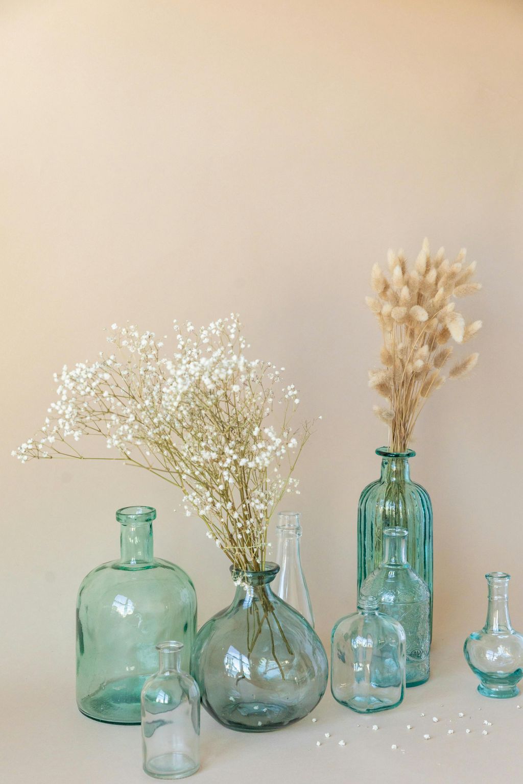Recycled glass bottles