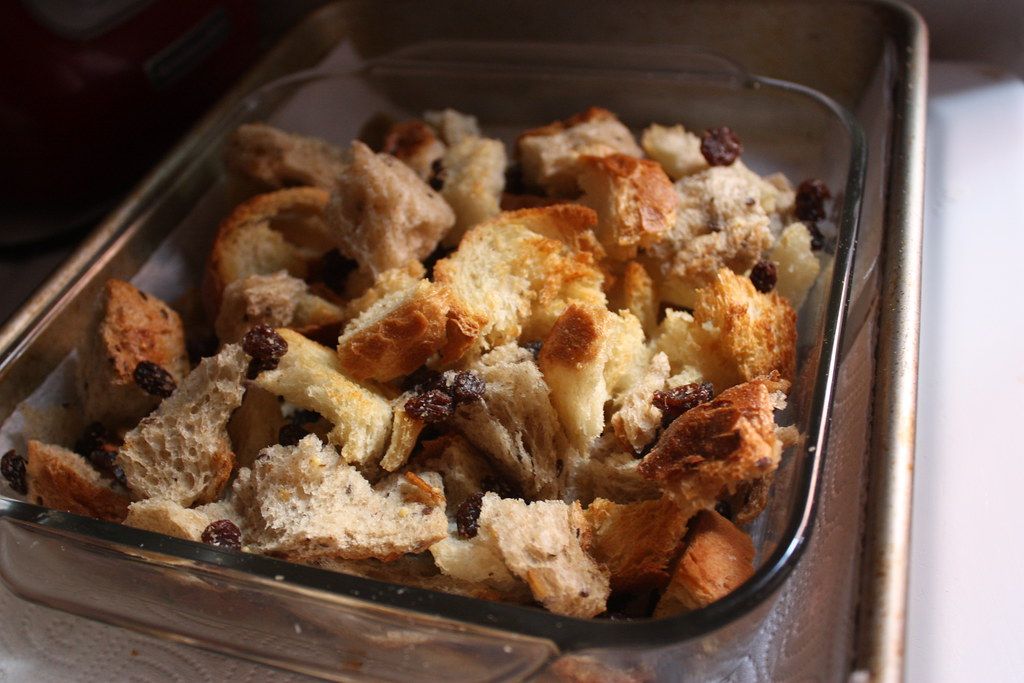 Sweet Bread Pudding with Raisins