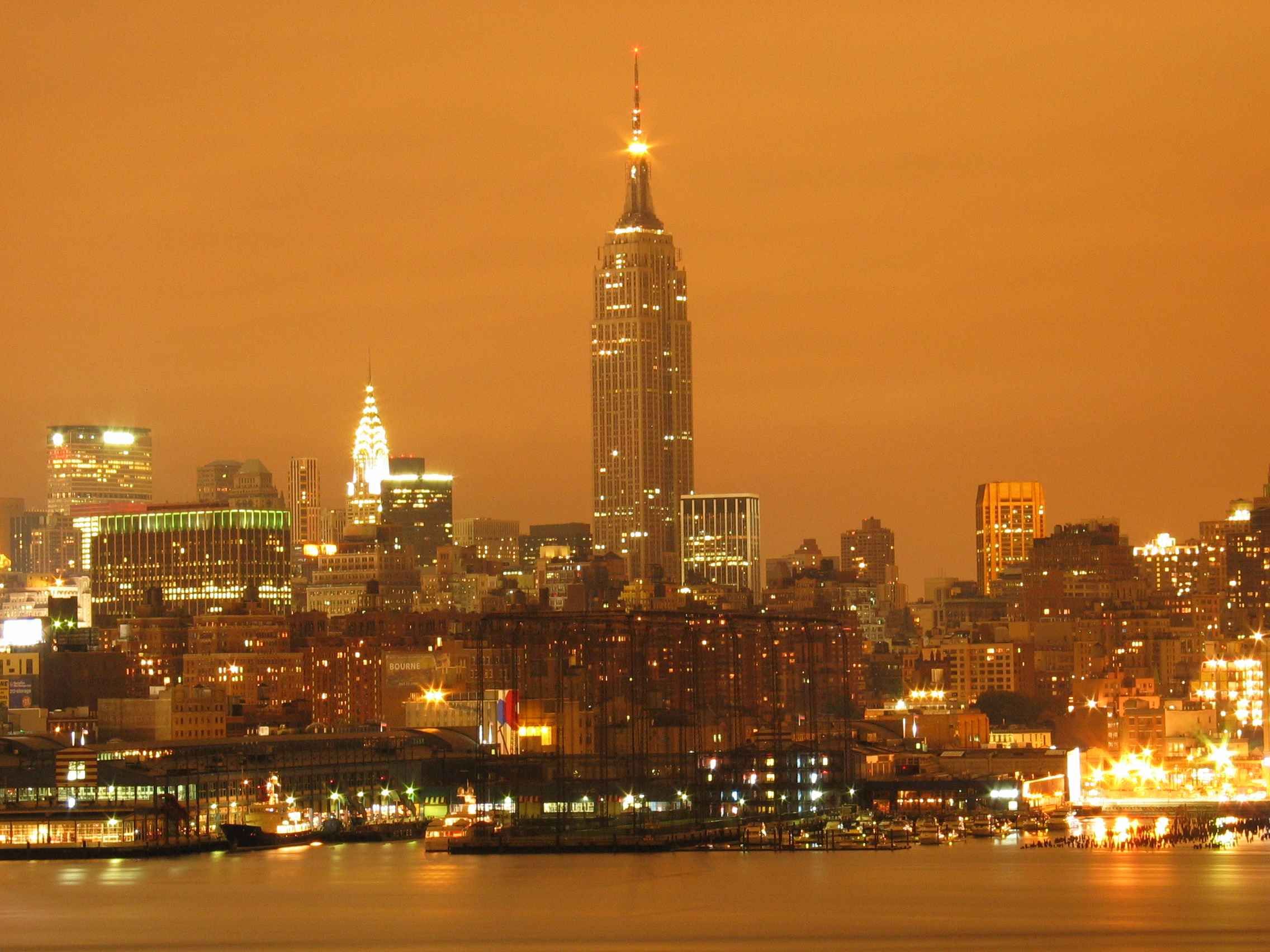 Empire State Building vibrant orange glow