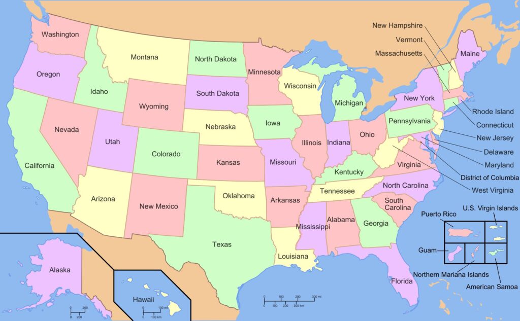 United States of America map
