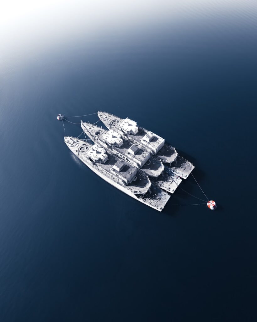 aerial view of boat on water