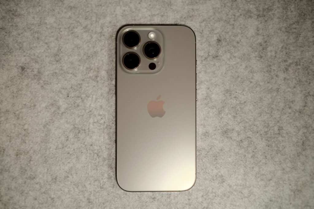 The back of a silver iPhone 11