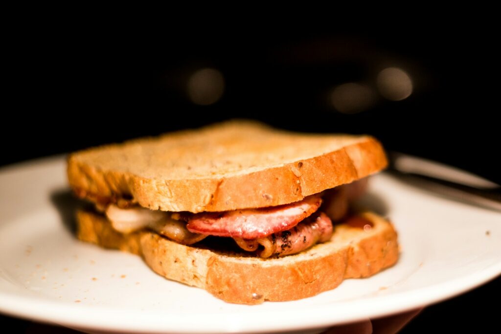 sandwich with ham and cheese on plate
