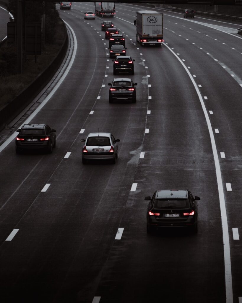 black car on the road