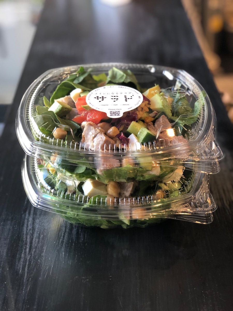 vegetable salad in clear glass bowl