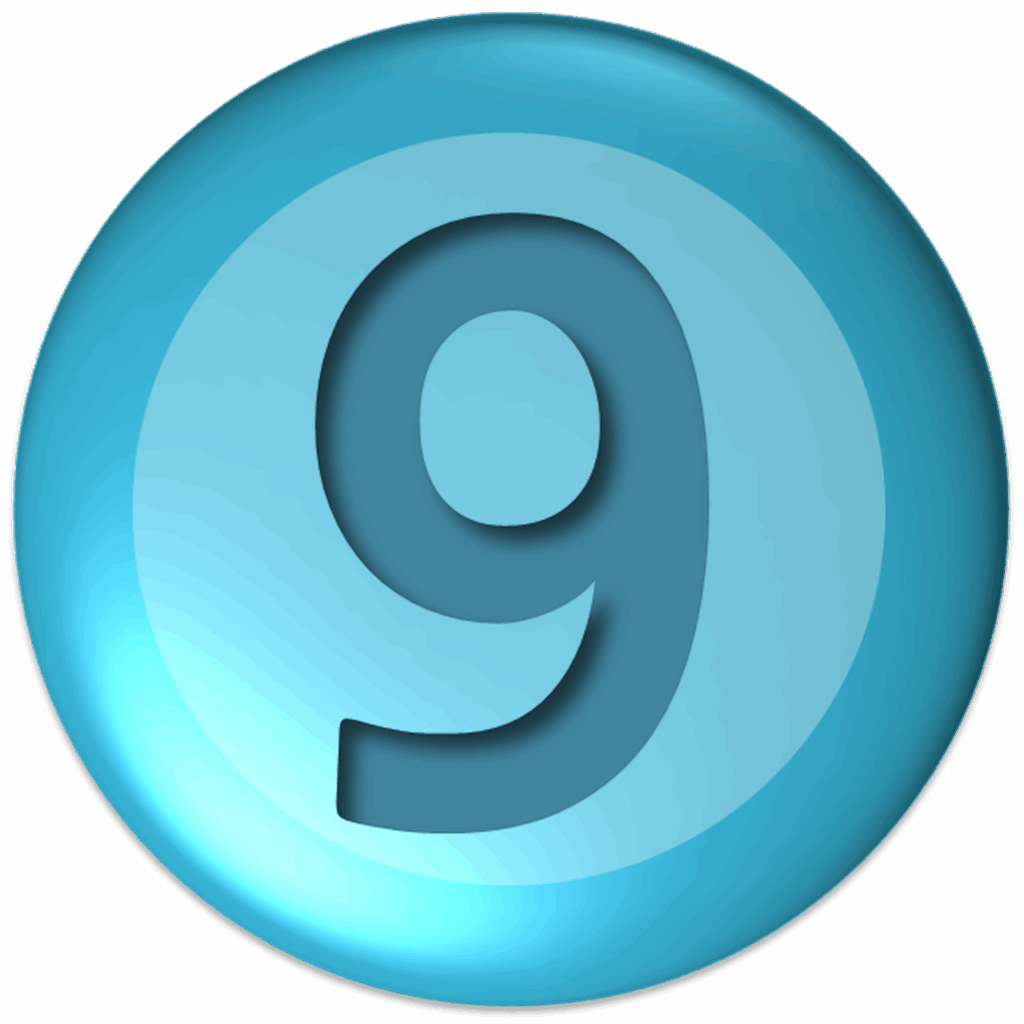 number, nine, ball, figure, round, icon, button