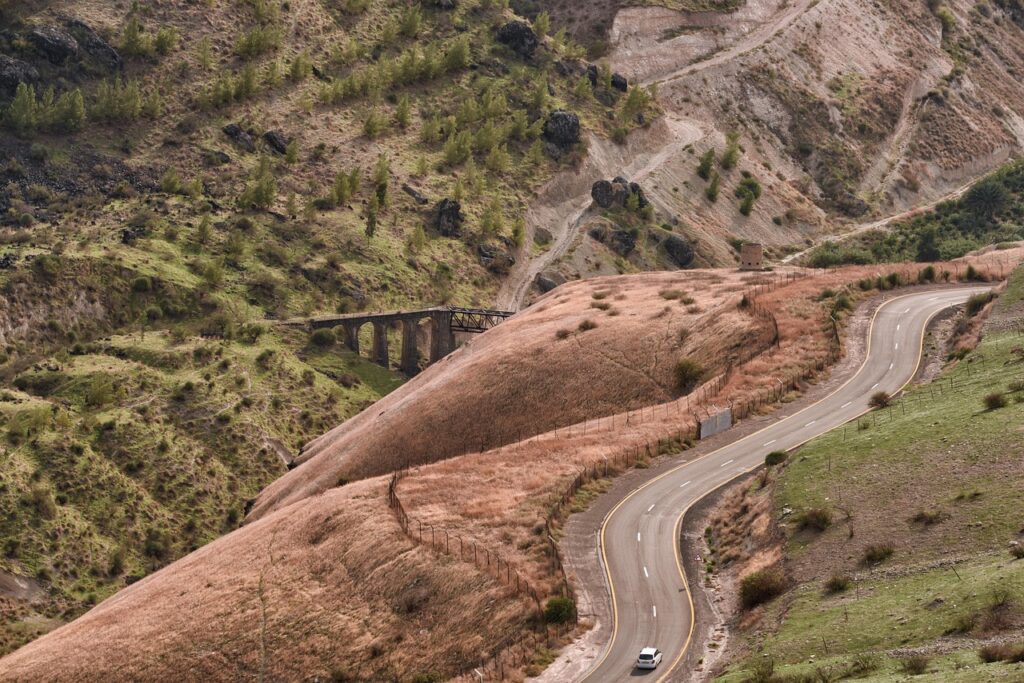 landscape, israel, valley, road, bridge, car wallpapers, car, hilly, nature, desert
