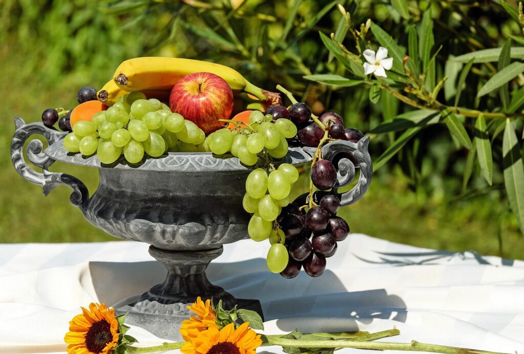 bowl of fruit, shell, nature, fruit, healthy, food, summer