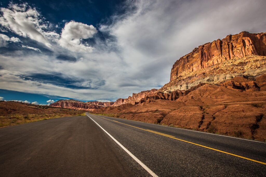 road, utah, rocks, wanderlust, travel, scenery, road trip, trip, clouds, usa, nature, landscape, america, park, red, scenic, sky, desert, stone, sandstone, tourism, mountain, national, canyon, southwest, valley, famous, wild, landmark, monument, blue, blue sky, natural, states, outdoors, united, arizona, west, adventure, drive, erosion