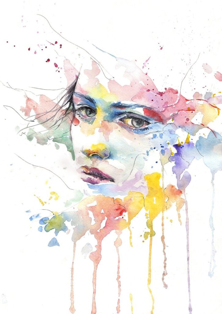 girl, woman, face, portrait, eyes, view, person, watercolor, figure, feeling, emotion, woman, woman, woman, woman, woman