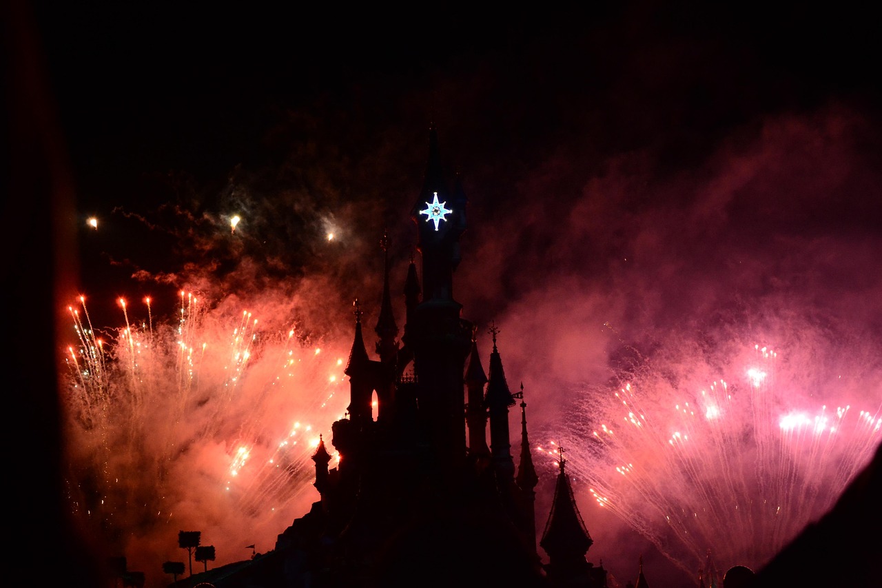 disney, castle, paris, magic, disneyland, disney castle, children, fireworks, orange, pink, night, disney, disney, disney, disney, disney, disneyland, disneyland, disneyland