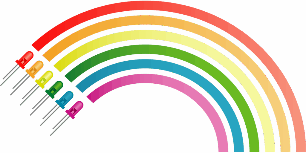 rainbow, colors, diodes, electronic, electronics, colorful, lights, curve, nature, spectrum, emitting, bright, rainbow icon, symbol, cut out