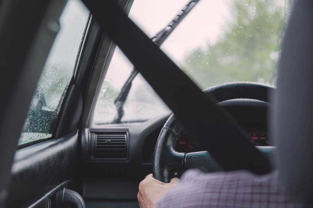 car, car wallpapers, nature, driving, driver, steering wheel, belt, man, caution, drive, focus, rain, raindrop, rainy
