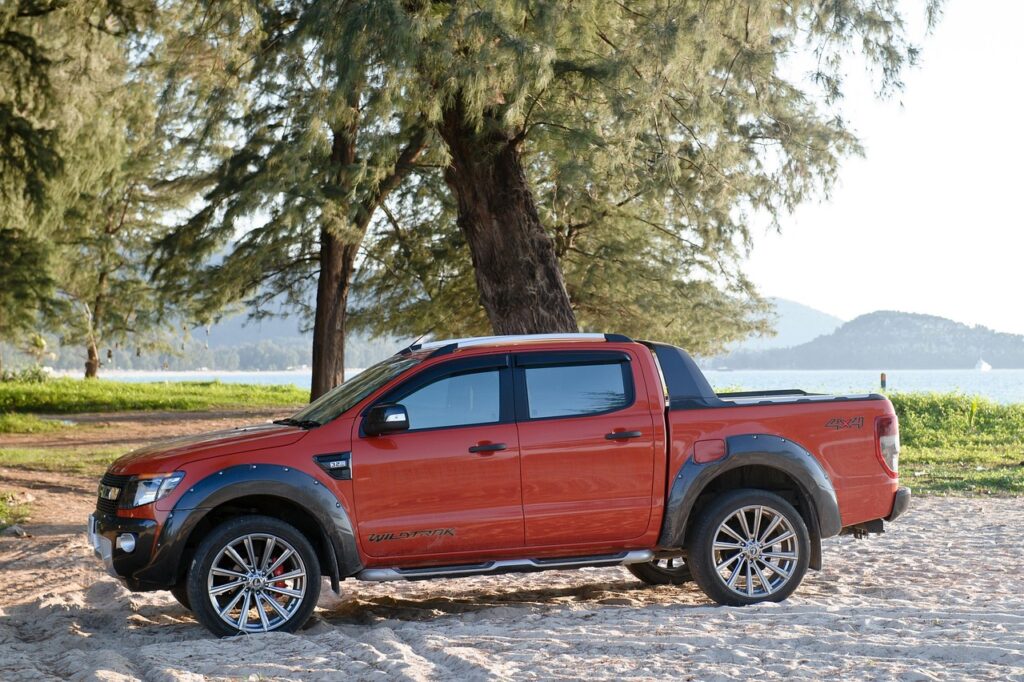 car, truck, nature, pickup truck, car wallpapers, beach, orange, ford