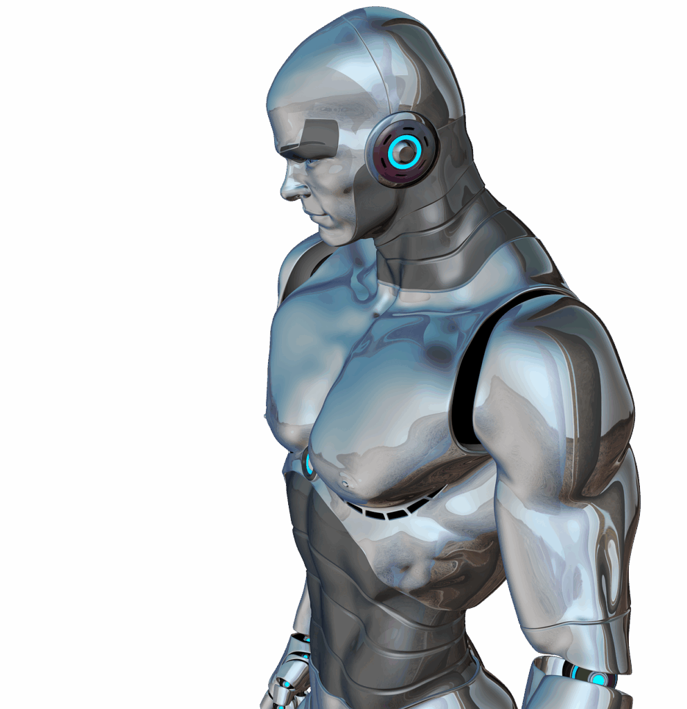 man, muscular, robot, cyborg, android, robotics, future, artificial intelligence, futuristic, silver, sci-fi, science fiction, cut out, render, 3d, robot, robot, robot, robot, robot, artificial intelligence
