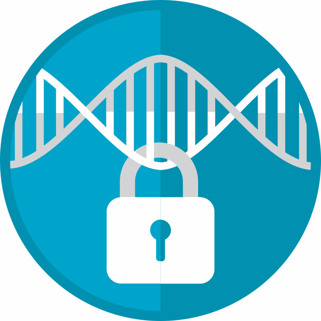 genomic privacy, genomic security, genome privacy, genome security, genomic privacy icon, genomic security icon, blue security