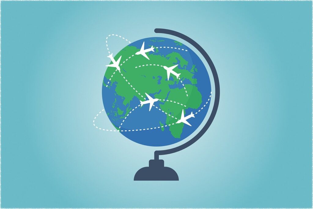globe, world, world map, map, travel, send, shipping, connectivity, tourism, banner, landmarks