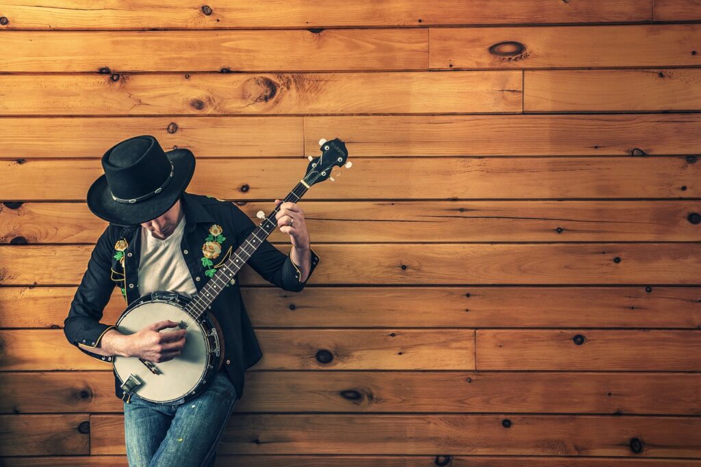 musician, country song, banjo, guitar, cowboy, country music, acoustic guitar, musical instrument, instrument, music, musical, guitarist, jeans, hat, music, music, music, music, music