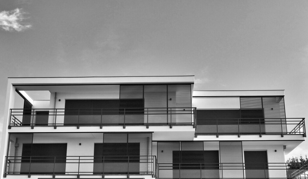 architecture, roof, flat roof, penthouse, property, facade, exterior view, house, reside, terrace, balcony, black-and-white, modern, structure, window, ruler, horizontal, flat roof, flat roof, flat roof, flat roof, penthouse, penthouse, penthouse, penthouse, penthouse