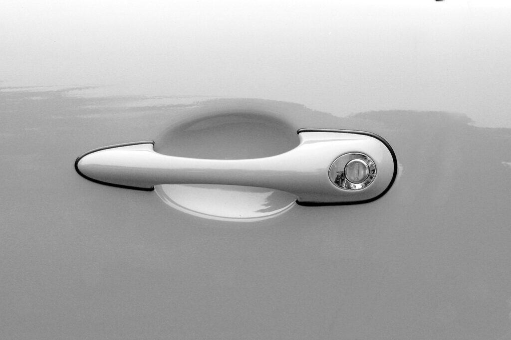 car, door handle, white, car wallpapers, automobile, detail, gray car, gray door