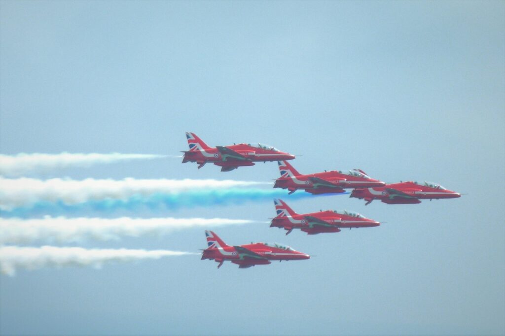 red arrows, aerobatics, aircraft, flight, nature, air force, royal air force, air show, fighter aircraft, jet, military, flying, sky