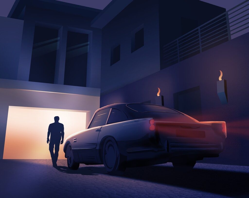 man, car, parking, night, home, aston martin, villa, late evening, parked car, modern house, car, car, car, car, car