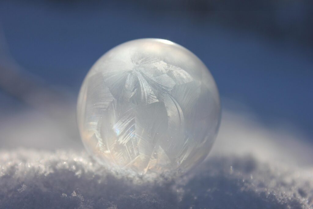 ice ball, bubble, frozen, ice, snow, nature, frost, winter