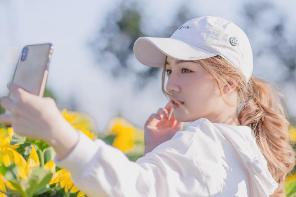 woman, selfie, outdoors, asian, yellow flowers, selfie, selfie, selfie, selfie, selfie