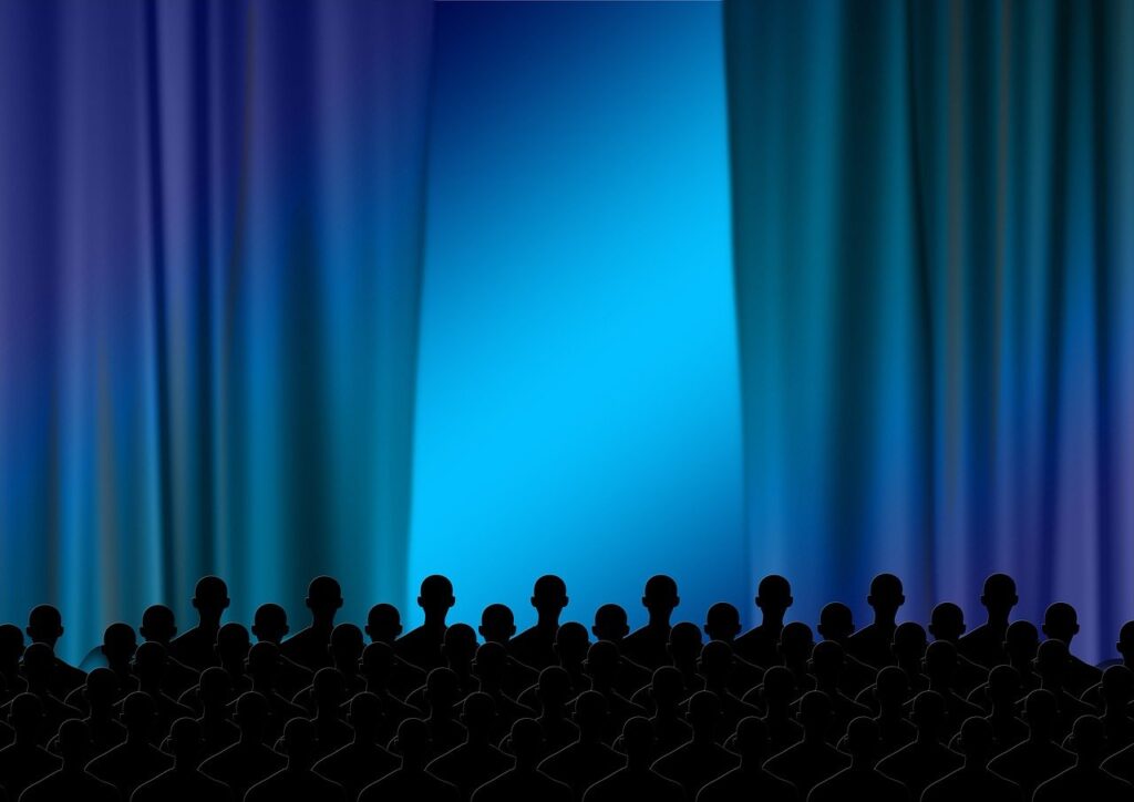 person, men, theatre, curtain, stage, human, silhouette, advertising, movie theater, the shade, people, presentation, audience, group, movie, film screening, theatre, theatre, stage, movie theater, audience, audience, audience, audience, audience, movie