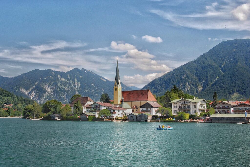 mountains, village, lake, town, buildings, villas, boating, tourism, vacation, nature, landscape, rottach-egern, wallberg, tegernsee, upper bavaria, village, village, village, village, village, lake, tegernsee