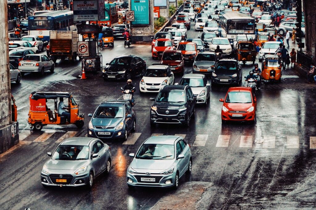 traffic, city, road, street, nature, rain, hyderabad, india, landscape