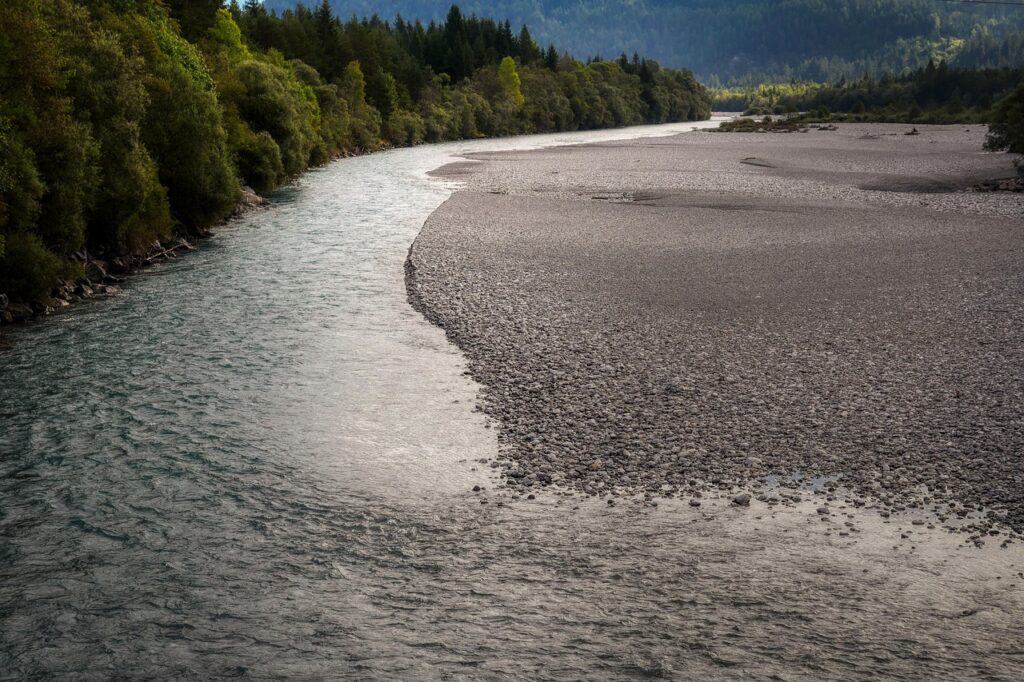 flow, gravel bank, lech, austria, tyrol, reflection, nature, forest, flow, nature, nature, nature, nature, nature, forest