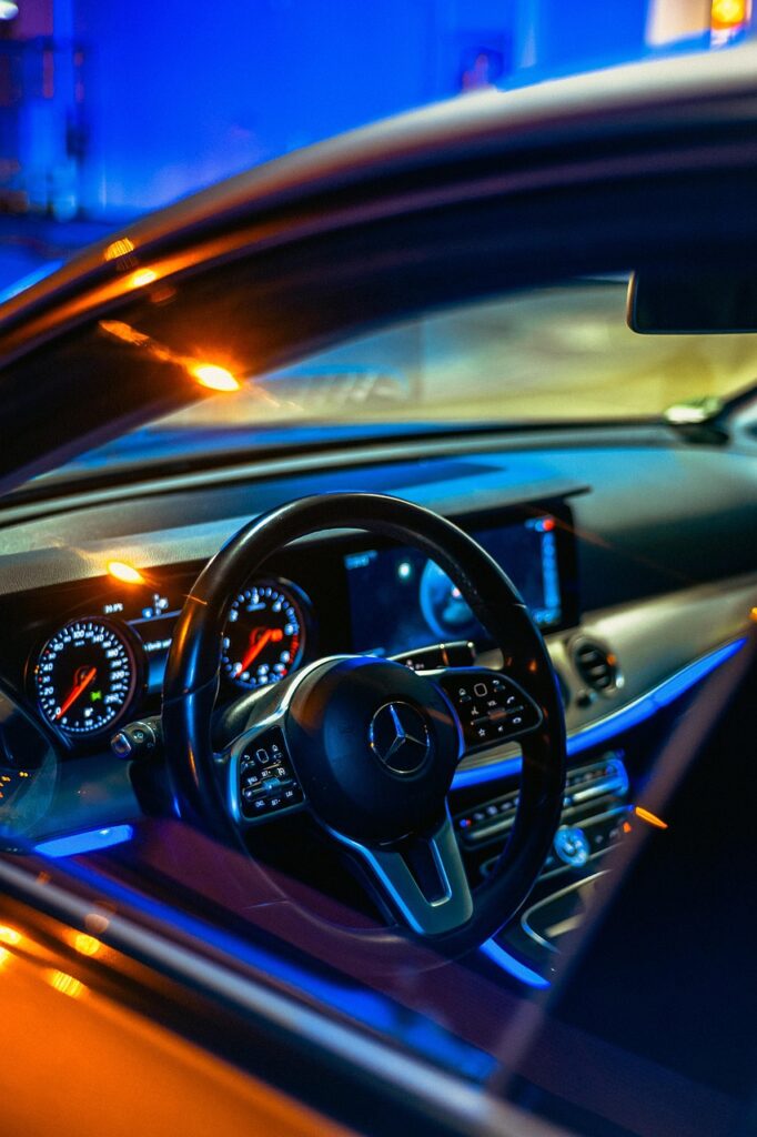 car, vehicle, car wallpapers, mercedes, at night, indoor, internal, colors
