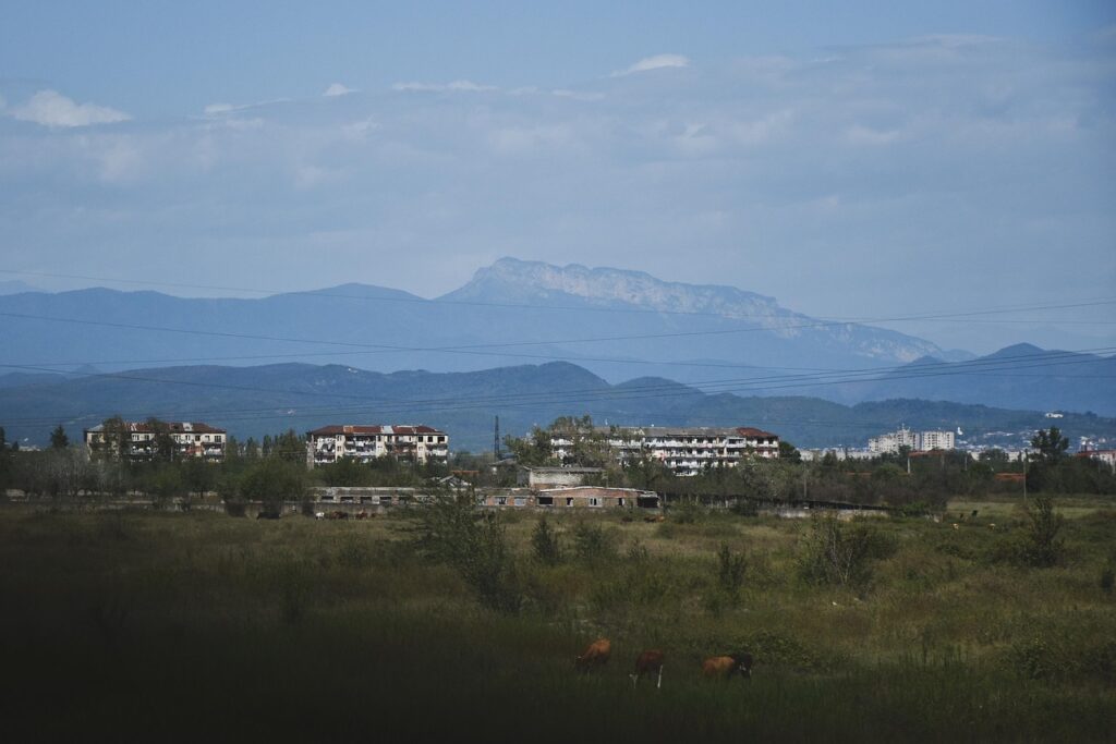 mountains, georgia, kutaisi, town, valley, landscape, nature, countryside, rural