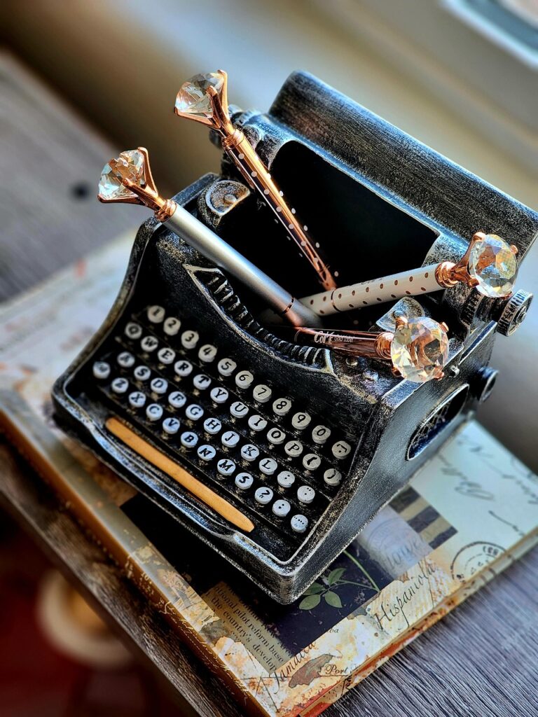 vintage typewriter, typewriter, poetry, writing, antique, pen holder