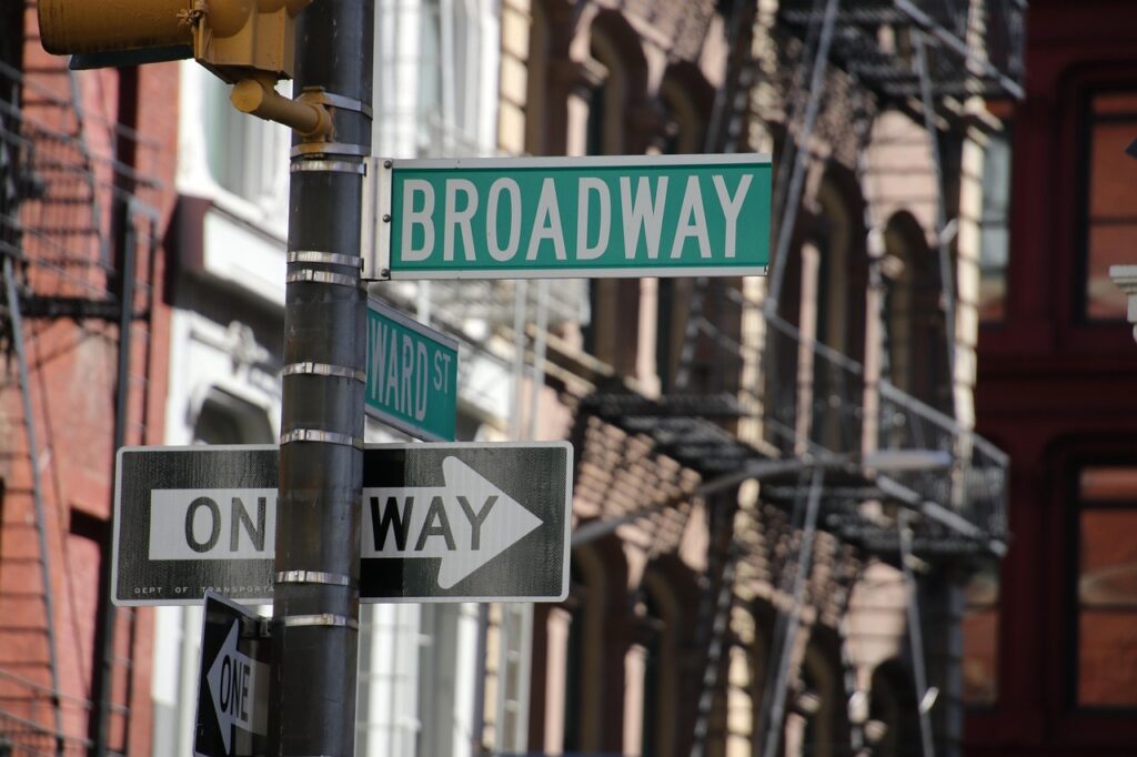 new york, broadway, street sign, traffic sign, usa, manhattan, fire escape, one way, metropolis, urban, broadway, broadway, broadway, broadway, broadway