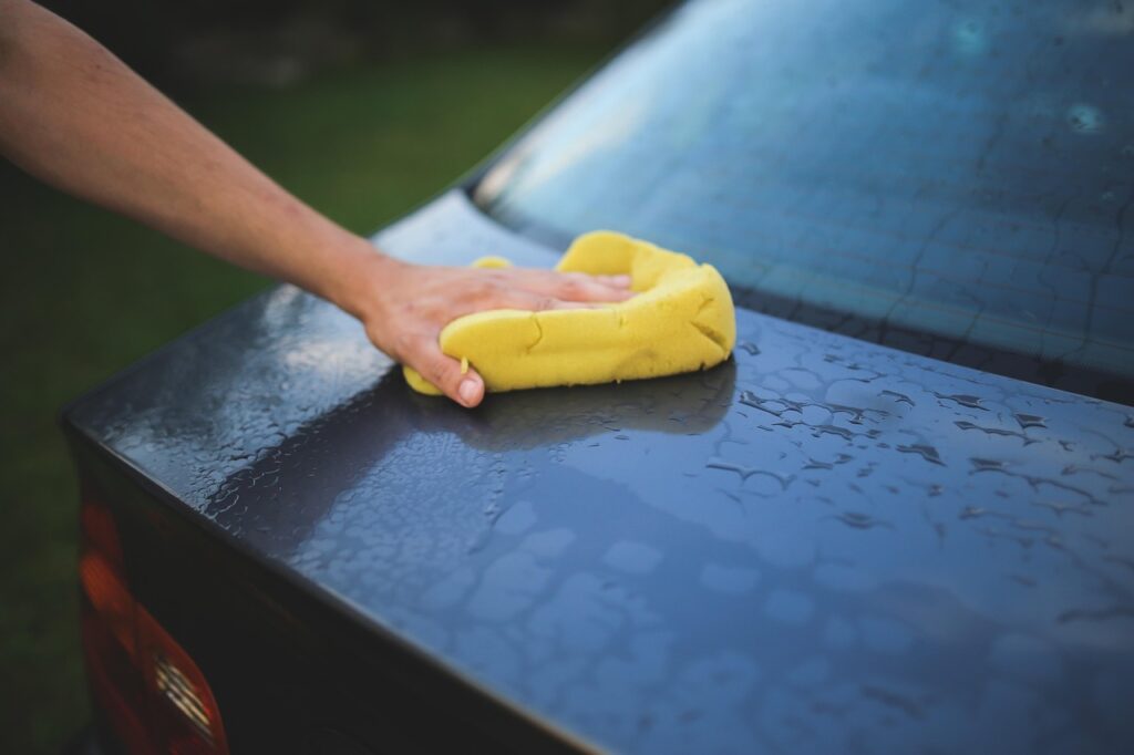 cleaning, washing, carwash, sponge, car, auto, car wallpapers, hand, man, car body, black, blue car, blue body, blue clean