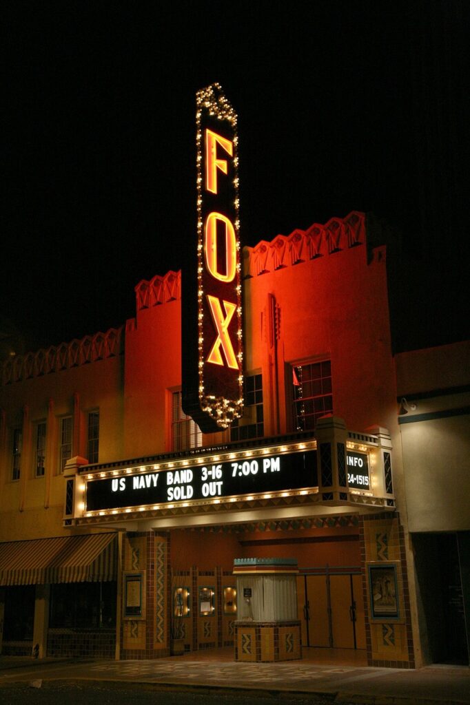 tucson, arizona, fox theatre, movies, films, night, evening, lights, cinema, building, city, architecture, black city, black building, black movie, black film, black theater, tucson, tucson, tucson, tucson, tucson, fox theatre, fox theatre, fox theatre, cinema