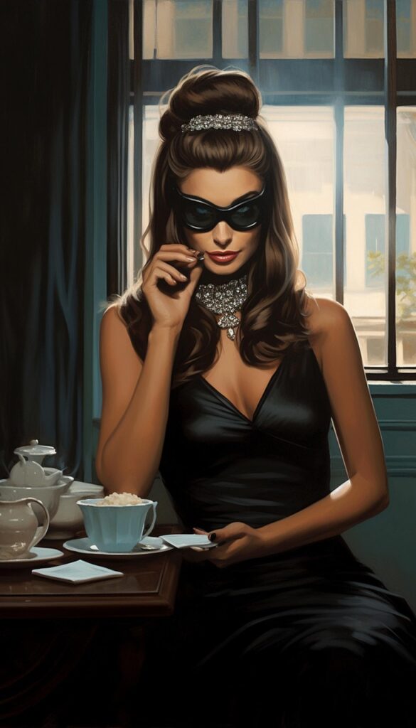 ai generated, woman, breakfast, tiffany, coffee
