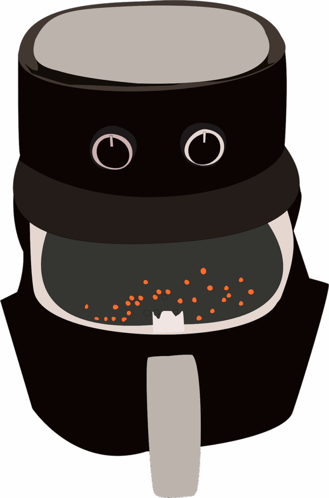 ai generated, air fryer, machine, device, fryer, cutout, design, painting, artistic, lunch, bread, food, kitchen, cooking