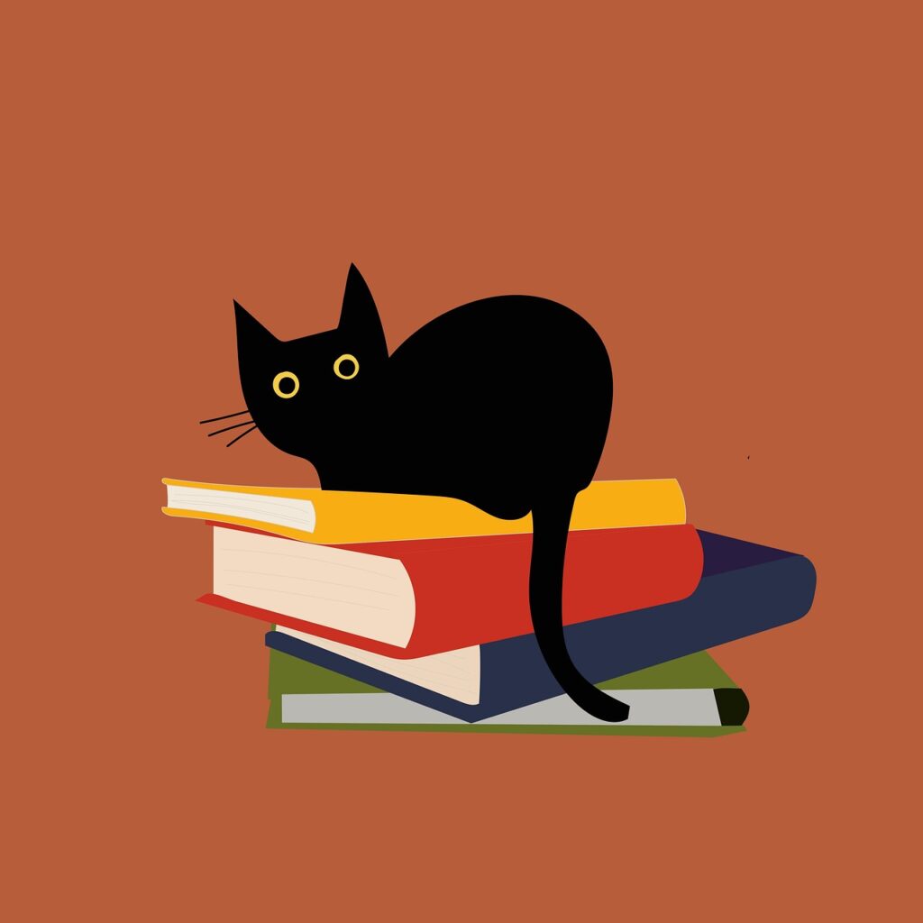 cat, books, cartoon, nature, animal, kitten, read, pet, background, drawing, pile, reading, cat, cat, cat, cat, cat, reading
