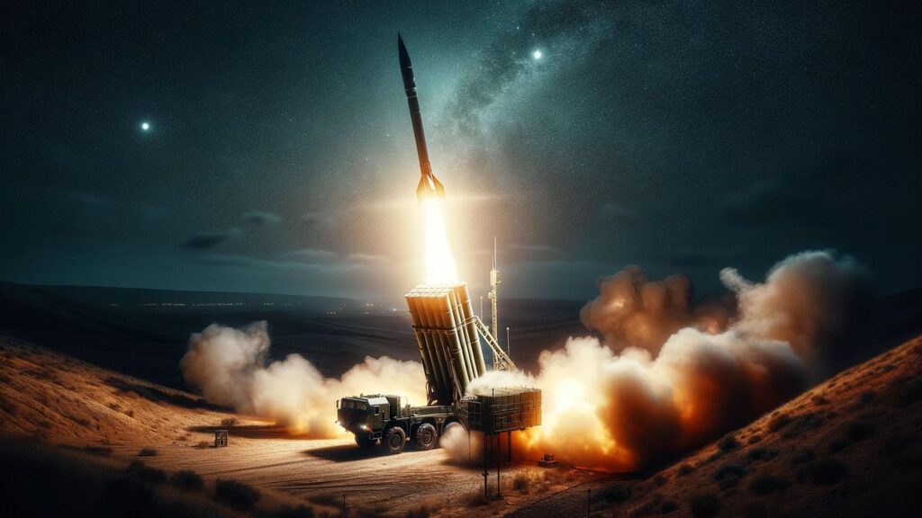 ai generated, missile launcher, missile, mlrs, military, war, night, shot, weapon, ballistic missile, multiple barrel rocket launcher, intercontinental missile, s400, himars, m142, missile, missile, missile, missile, missile