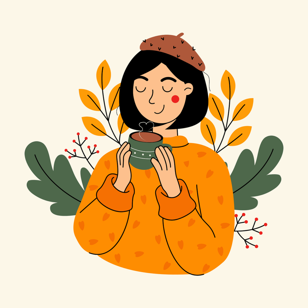 woman, coffee, cup of coffee, cup, short hair, cartoon, minimalist, fall, autumn, winter, cartoon, cartoon, cartoon, cartoon, cartoon