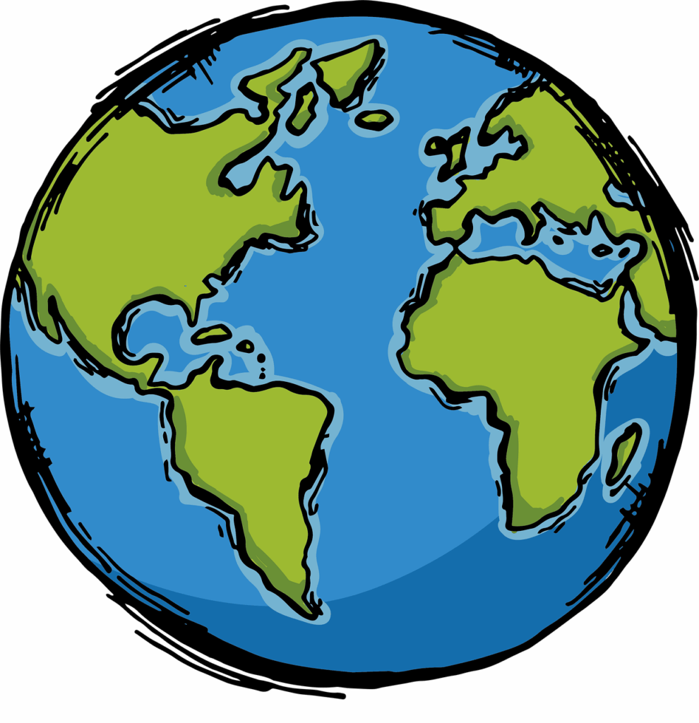 earth, globe, cartoon, world map, planet, world, continents, map, geography, global, location, cartography, cutout, international, atlas