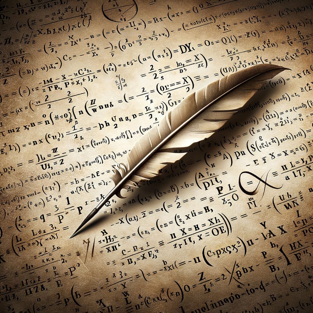 ai generated, feather, mathematical proofs, equations, maths, logics