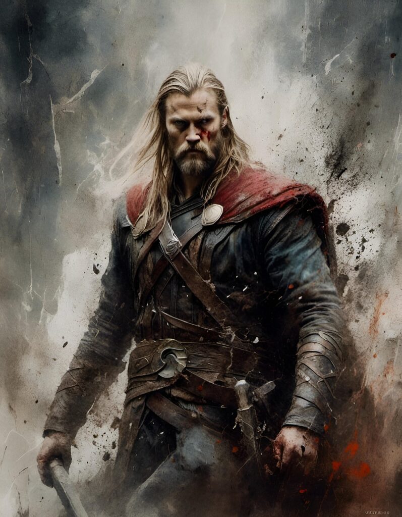 ai generated, thor, viking, warrior, hammer, character, fantasy, portrait, painting, thor, thor, thor, thor, thor